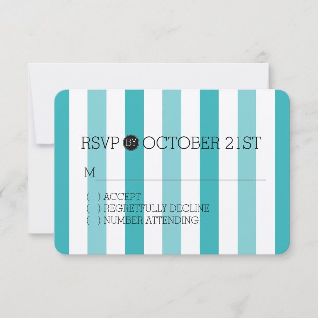 Beach Blue Türkise Stripes UAWG RSVP Karte (Vorderseite)