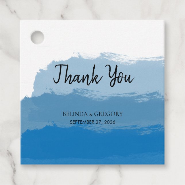 Beach Blue Watercolor Hochzeitsgeschenk Geschenkanhänger (Vorderseite)