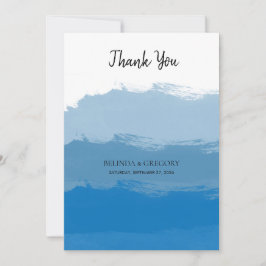 Beach Blue Watercolor Wedding Dankeschön Card Dankeskarte