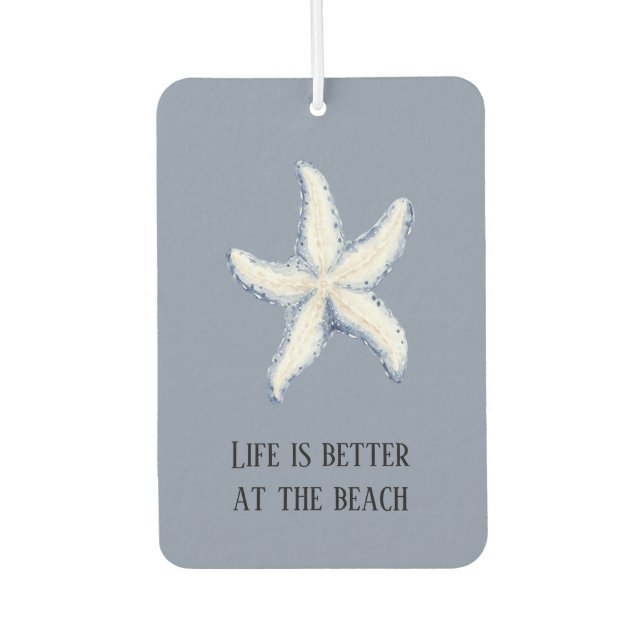 Beach Blue White Starfish Quote Autolufterfrischer (Vorderseite)
