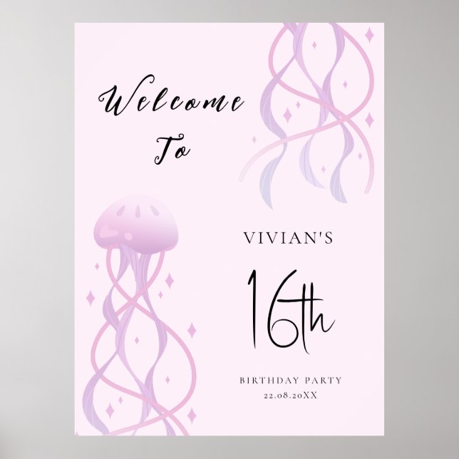 Beach Blush Pink 16 . Geburtstag Party Einladung Poster (Vorne)