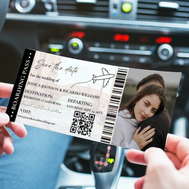 Beach Boarding Pass Hochzeit speichern Sie das Dat Einladung (Von Creator hochgeladen)