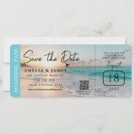 Beach Boarding Pass Save the Date Hochzeit Einladung