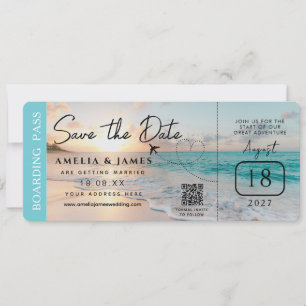 Beach Boarding Pass Save the Date Hochzeit Einladung