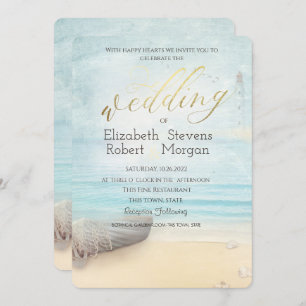 Beach Boat Lighthouse Hochzeitseinladung Einladung