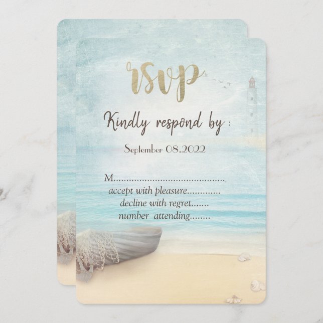 Beach Boat Lighthouse UAWG Einladung (Vorne/Hinten)