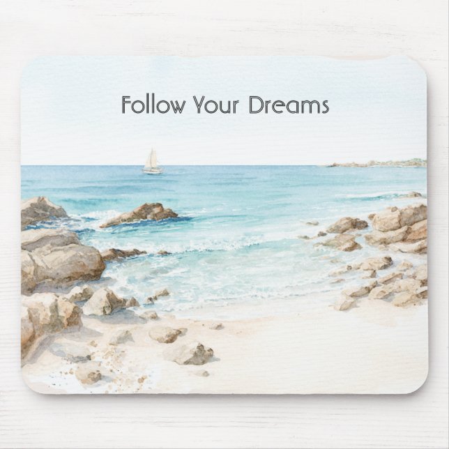 Beach Boat Ocean View  Mousepad (Vorne)