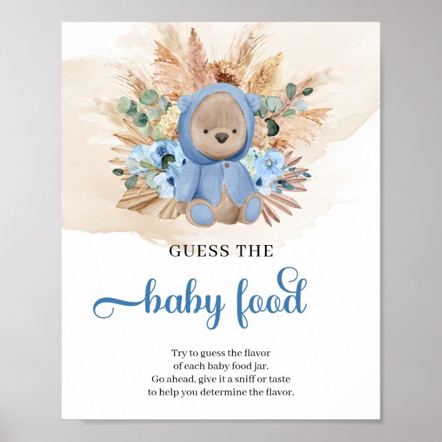 Beach Boho Junge Teddy Bär Guess The Baby Food Spi Poster (Vorne)