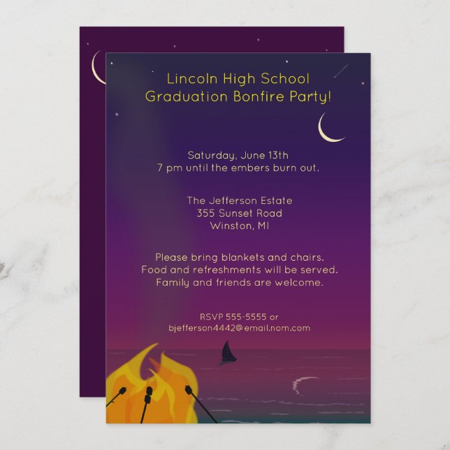 Beach-Bonfire-Ansammlung Einladung (Vorne/Hinten)