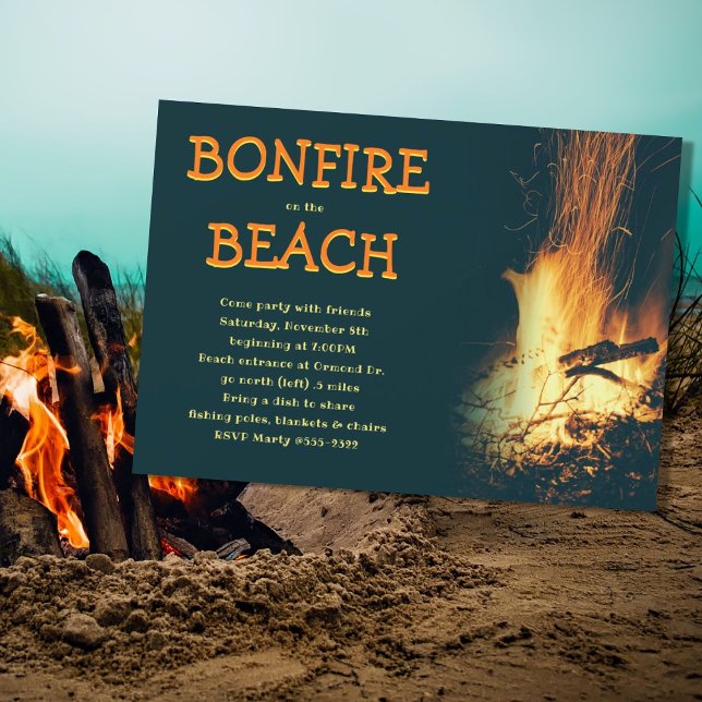 Beach Bonfire Nachtzeit Party Einladung (Von Creator hochgeladen)