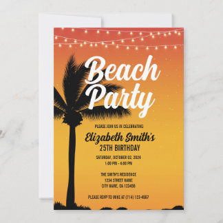 Beach Bonfire Thema Geburtstagsparty Einladung