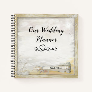 Beach Bottle Wedding Plans Spiral Notebook Notizbuch