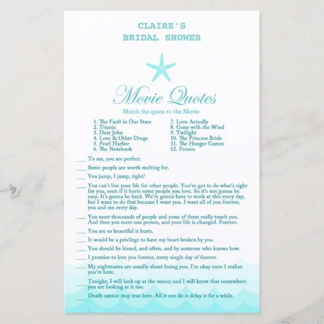 Beach Brautparty Game, Nautical, Meerjungfrau (Vorderseite)