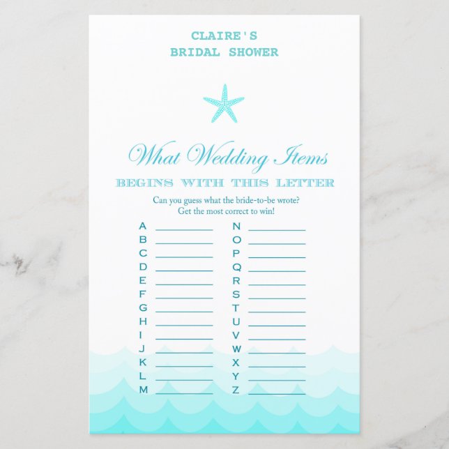 Beach Brautparty Game, Nautical, Meerjungfrau (Vorderseite)