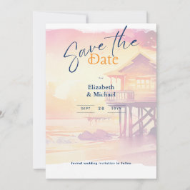 Beach Brautparty Sonnenuntergang Küste retten die  Einladung