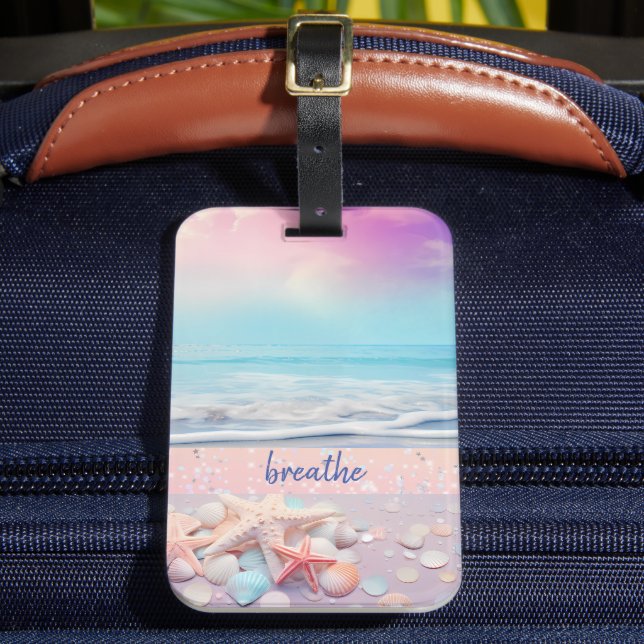 Beach Breathe Affirmation Gepäckanhänger (Vorderseite Insitu 2)