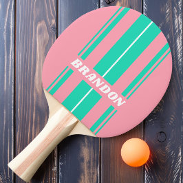 Beach Breeze Nostalgische Tafel Streifen mit Namen Tischtennis Schläger