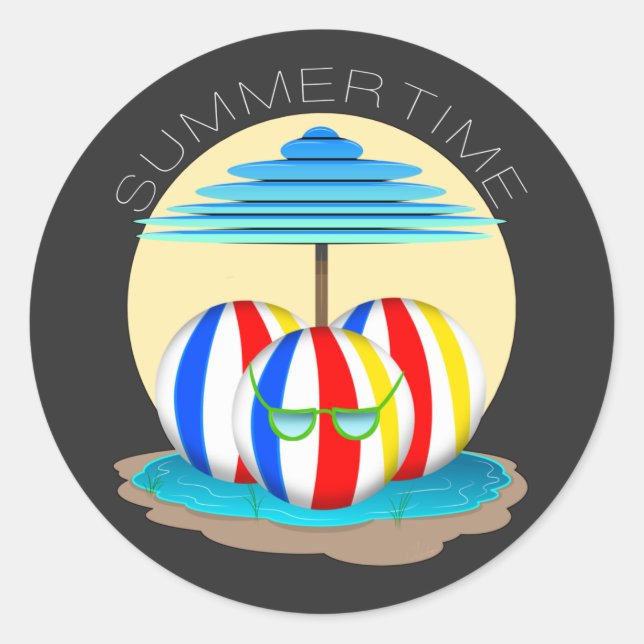 Beach Buddies schlagen die Hitze: Sun's Out, Fins  Runder Aufkleber (Vorderseite)