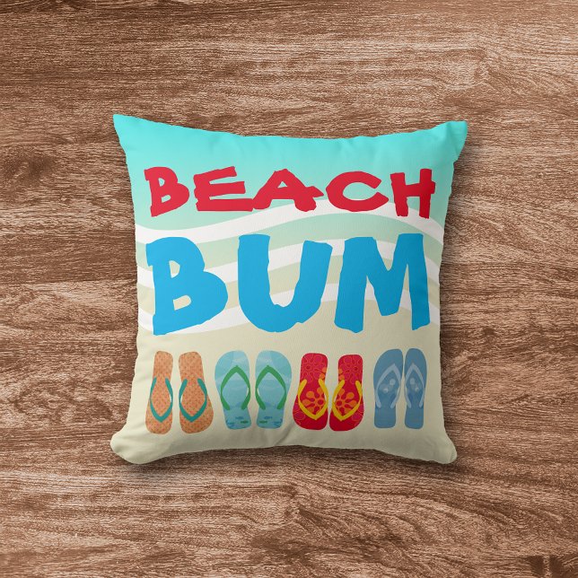 Beach Bum Beach Sand Bright Aqua Waves Kissen (Von Creator hochgeladen)