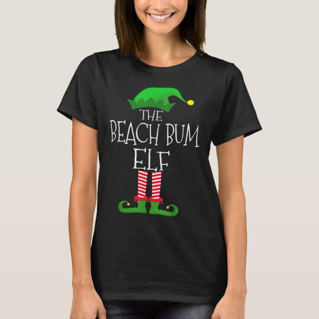 Beach Bum Elf Matching Familienweihnachtliches Par T-Shirt (Vorderseite)