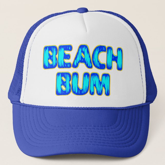 Beach Bum Funny Slogan in Blue Truckerkappe (Vorderseite)