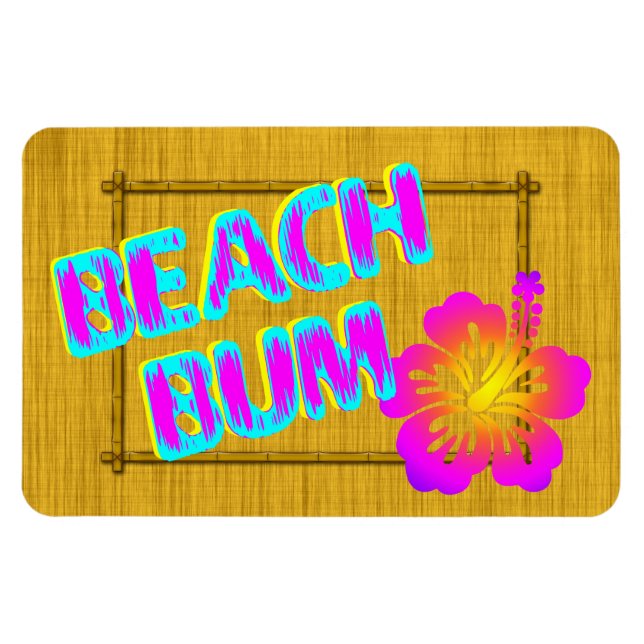 Beach Bum Funny Sprichwort Pink Blume Magnet (Horizontal)