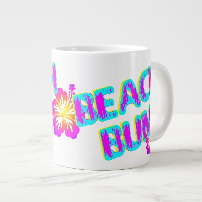 Beach Bum Funny Sprichwort Pink Jumbo-Tasse (Vorderseite Rechts)