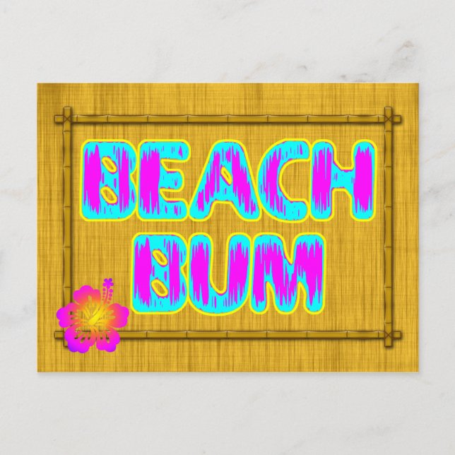 Beach Bum Funny Sprichwort Rosa und Aquamarin Postkarte (Vorderseite)