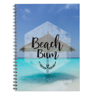 Beach Bum mit Strandschirm aus Strohdach Notizblock