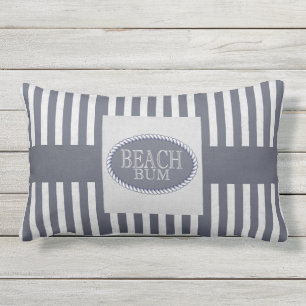 Beach Bum Navy Blue Streifen mit Monogram Kissen Für Draußen