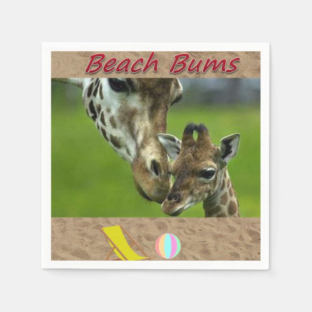Beach Bum Paper Napkins Giraffe Serviette (Vorderseite)