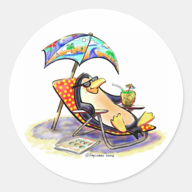 Beach Bum Runder Aufkleber (Vorderseite)