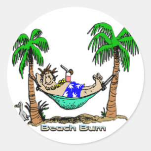 Beach Bum Runder Aufkleber
