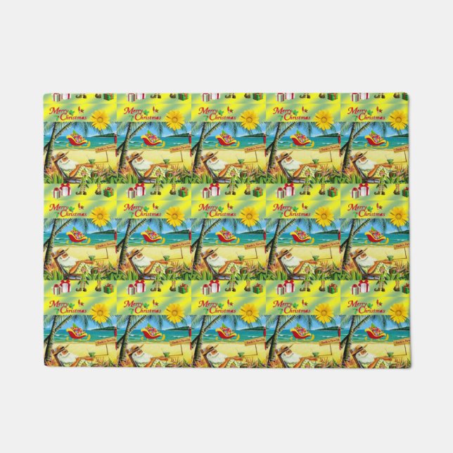 Beach Bum Santa Christmas Door Mat Fußmatte (Vorderseite)