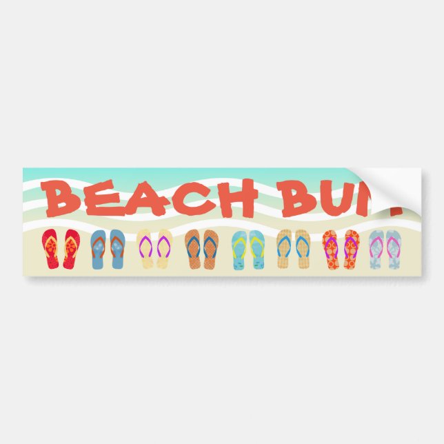 Beach Bum Summer Flip Flops Autoaufkleber (Vorne)
