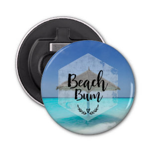 Beach Bum Typografie - Regenschirm am Tropical Bea Flaschenöffner