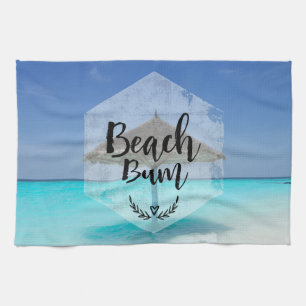 Beach Bum Typografie - Regenschirm am Tropical Bea Küchentuch