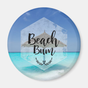 Beach Bum Typografie - Regenschirm am Tropical Bea Magnet