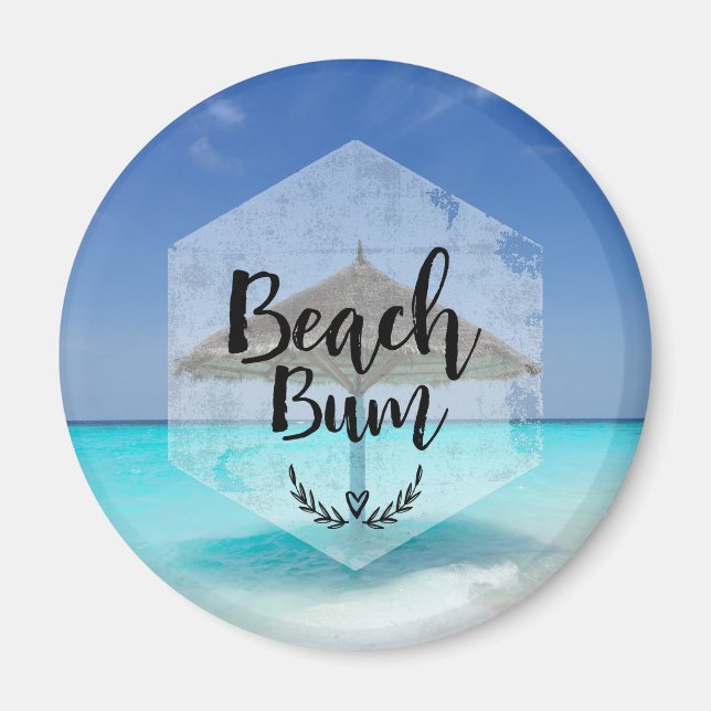 Beach Bum Typografie - Regenschirm am Tropical Bea Magnet (Vorne)