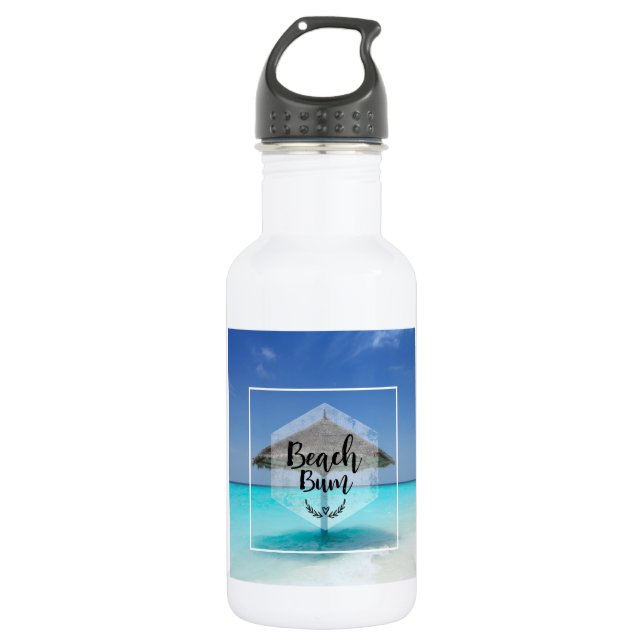 Beach Bum Typografie - Regenschirm am Tropical Bea Trinkflasche (Vorderseite)