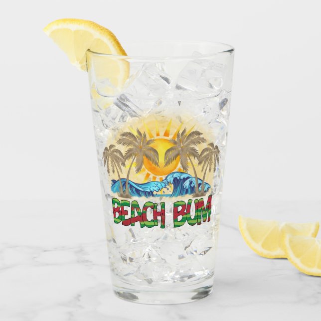 Beach Bum | Wassermelone, Meereswellen und tropisc Glas (Vorderseite Ice)