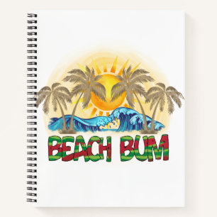 Beach Bum   Wassermelone, Meereswellen und tropisc Notizbuch