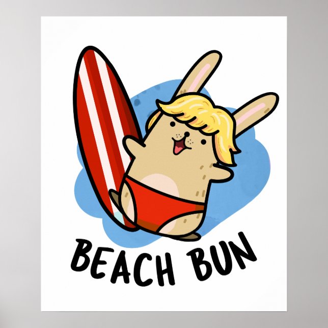 Beach Bun Funny Bunny Pun Poster (Vorne)