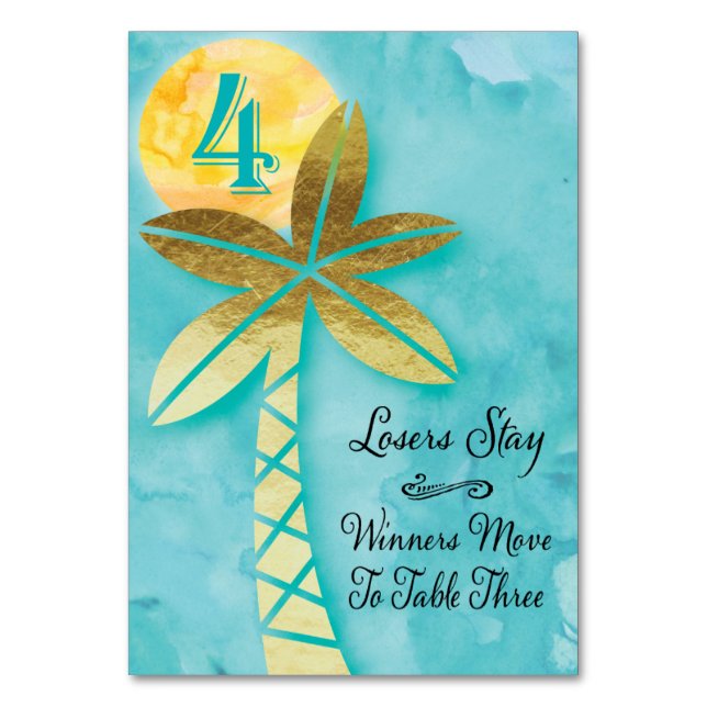 Beach Bunco Table Card #4 Tischnummer (Vorderseite)