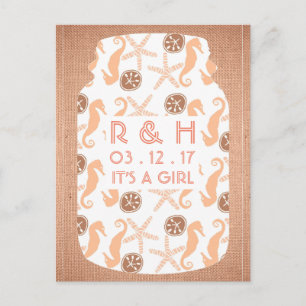 Beach Burlap Mason Jar Baby Ankündigung