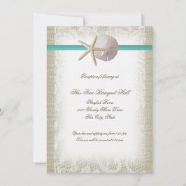 Beach Burlap und Lace Aqua Empfang Einladung