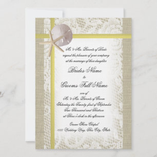 Beach Burlap und Lace Yellow Wedding Einladung