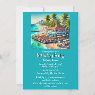 Beach Café Birthday Party Einladung