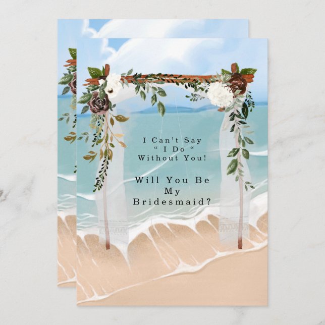 Beach Canopy Floral werden Sie meine Bridesmaid Einladung (Vorne/Hinten)