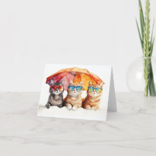 Beach Cats Kätzchen unter dem Schirm Dankeskarte